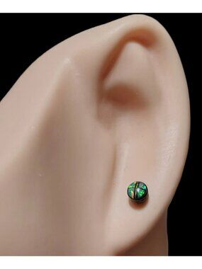 Multicolor Rainbow Iridescent Mini Small Opal? Studs Earrings Sterling Silver